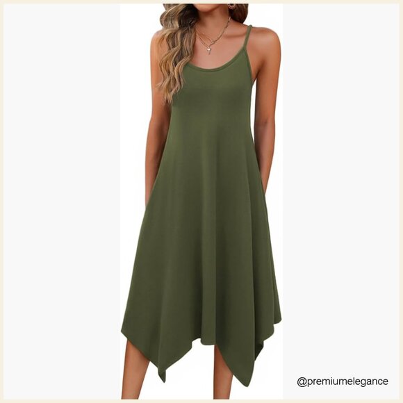 Dresses & Skirts - Maxi Sundress with Pockets, Spaghetti Strap, Bohemian Beach Cover Up